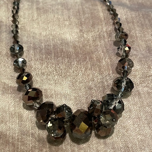 Elegant Crystal Necklace Smokey Topaz Color 17” - Picture 1 of 6